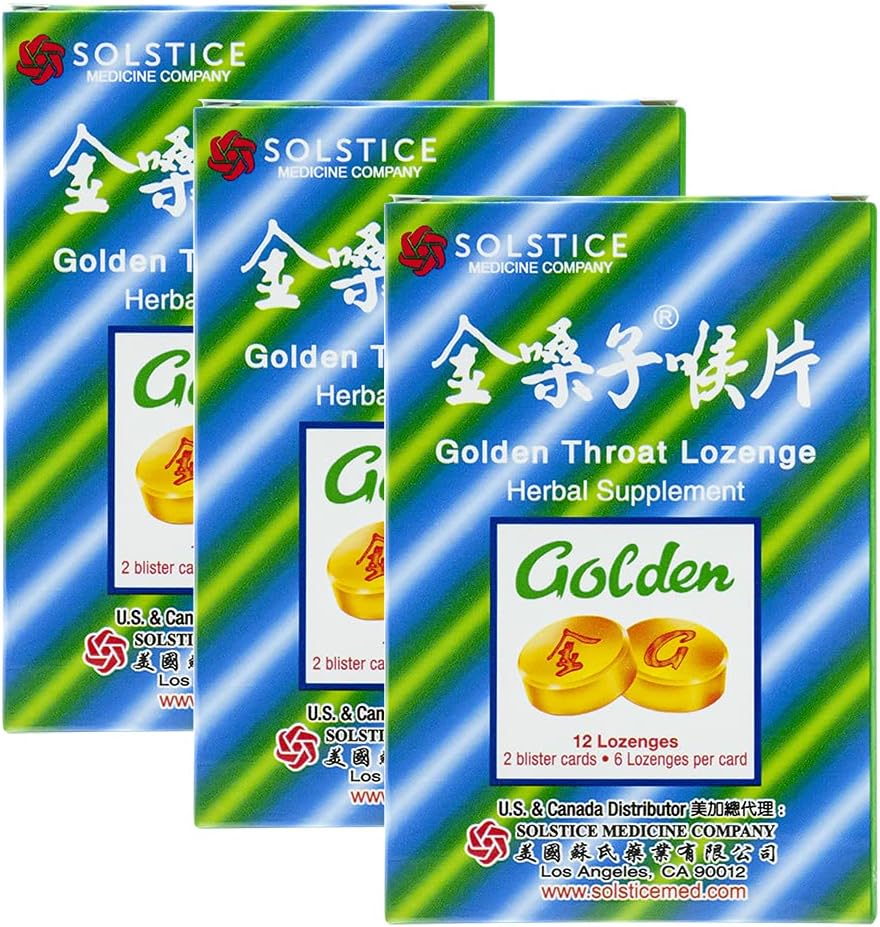 Gouttes de toux de gorge dorée (Jinsangzi Houpian) (12 Lozenges par paquet) (3 paquets)