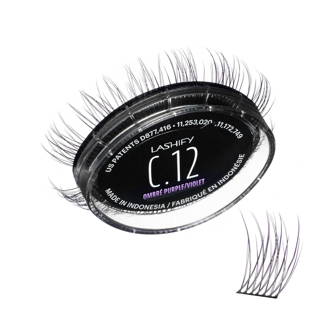 Lashify Curl 12mm Gossamer wimper uitbreidingen vullen in Ombre Purple, gemakkelijk DIY Valse wimpers voor een natuurlijke look