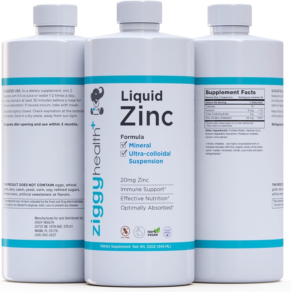 Vloeibare zink - Dagelijkse Immune ondersteuning Zinksulfaat, vloeibare zinksupplementen, detox & huidverzorgingssupplementen, kinderen & volwassen vitamines, vloeibare vitaminen, zink voor kinderen, glutenvrij, veganistisch (32 oz)
