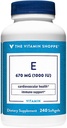 De Vitamine Shoppe Vitamine E 1000IE - Natuurlijke Bron, Ondersteunt Gezond Cardiovasculair Systeem, Immune Health & Eye Health - Eenmaal daags (240 Softgels)
