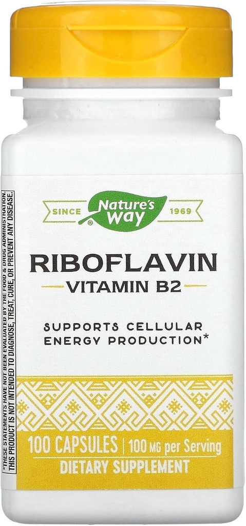 Nature's Way Vitamine B2, 100 mg Riboflavine, 100 capsules, Verpakking van 2