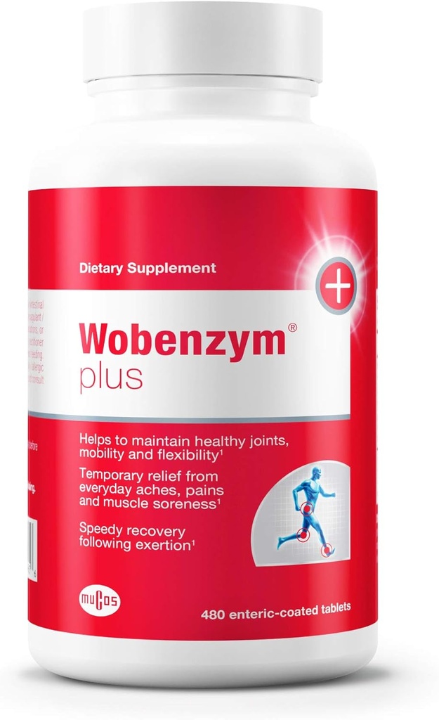 Douglas Laboratories Wobenzym Plus - Soutien mixte et rétablissement musculaire*y - Avec Bromelain, Rutin et Trypsine - Enzymes protéolytiques - Comprimés entériques - 480 Comprimés