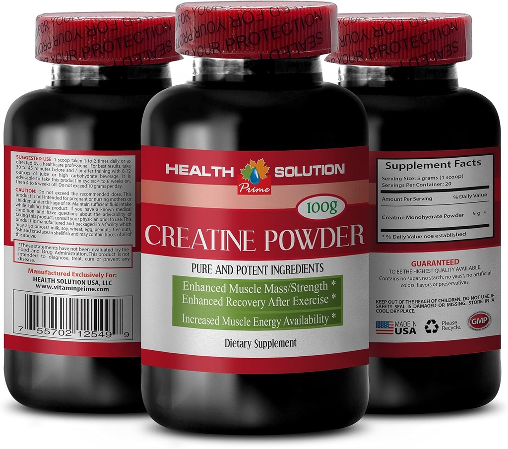 Creatine monohydrate organic - CREATINE POWDER 100g - boost muscle growth - creatine monohydrate powder - creatine micronized monohydrate - creatine monohydrate 5g powder - micronized creatine 1 Bot