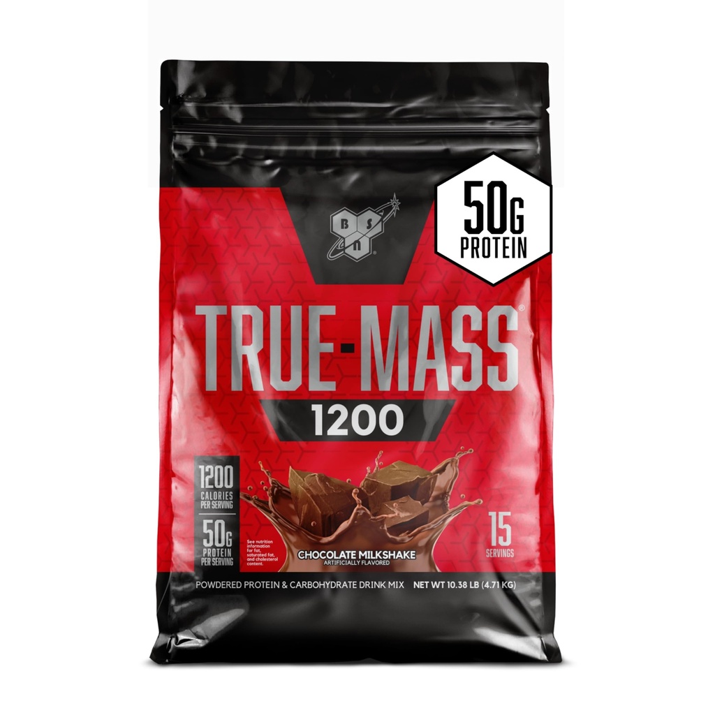 BSN TRUE-MASS gaineur de poids, gaineur de masse musculaire poudre de protéines, chocolat milkshake, 10,38 livres (paquet mai vary)