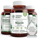 Natuurlijke Nutra Time-Release Slow Niacin 500mg (Vitamine B3), ondersteuning gezonde cholesterol, bevordert cardiovasculaire gezondheid, bevordert huidcellen en verbeteren cognitieve functie, 250 Vegan tabletten