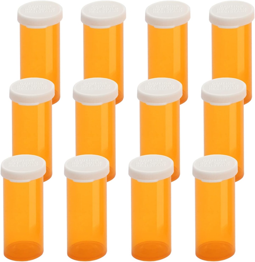 Lege plastic pillenflessen met gemakkelijke Open Snap Caps (niet Child Resistant), Prescription Medication Vials, Clear Containers Pill Cases Organisators (6 Dram, 12 stuks)