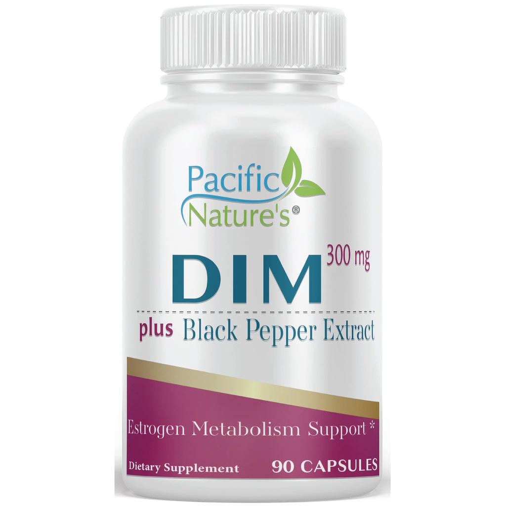 Pacific Nature's DIM 300mg avec poivre noir (90 Capsules) Supplément Diindolylméthane pour l'équilibre hormonal et le soutien pour les hommes et les femmes - sans gluten, non-OGM