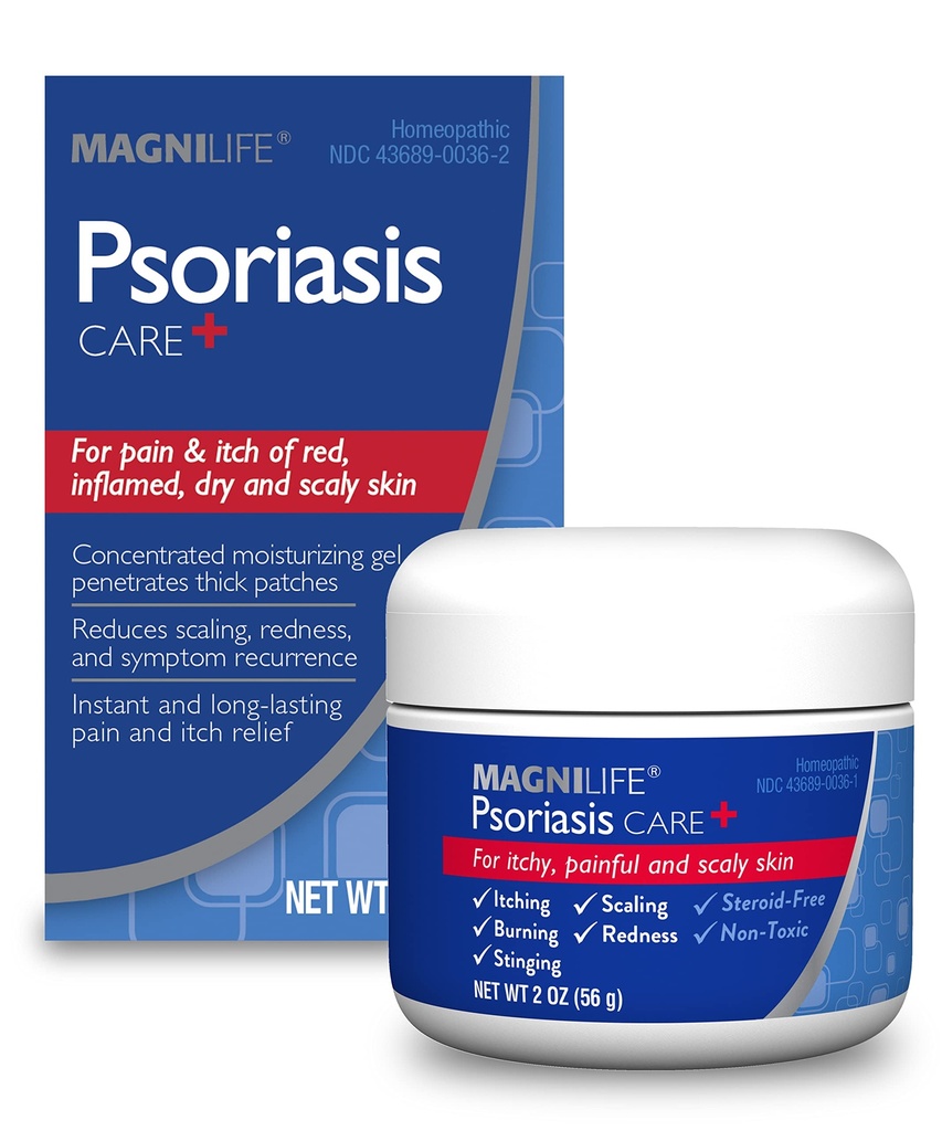 MagniLife Psoriasis Care+, natuurlijke jeuk en pijn verlichting, vochtinbrengen helpt om roodheid te verminderen, scaleling en flaking op lichaam & scalp - niet geurend, niet-oxic - 2oz