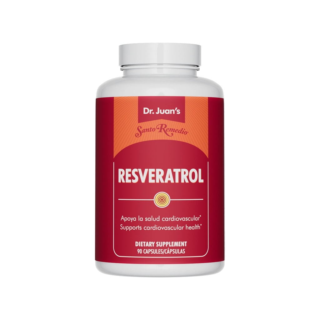 Santo Remedio Resveratrol, Ondersteunt Cardiovasculaire Gezondheid*, Dieetsupplement, Vegetarisch, Geen kunstmatige kleuren, Geen kunstmatige smaken, 200 mg, 90 capsules