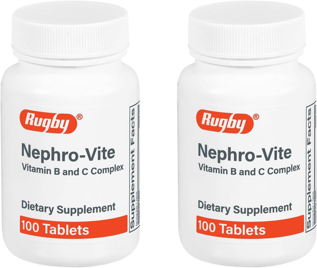 Rugby Nephro-Vite Vitamine B en C Complex tabletten - Dieetsupplement - 100 Tellen (2 Verpakkingen)