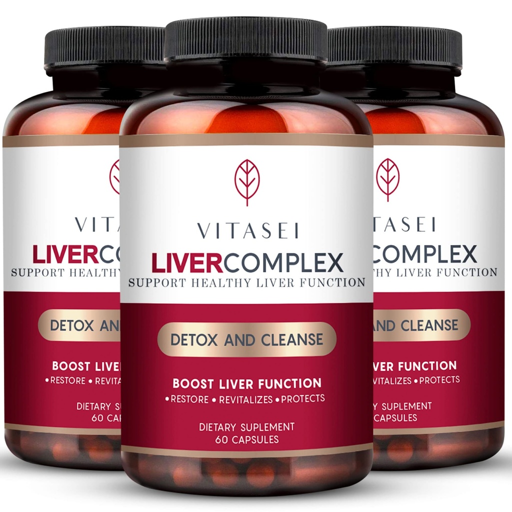 VITASEI Liver Cleanse Detox & Repair, Complexe hépatique W/Milk Thistle Extract, Garcinia, Curcumin C3, Supplément à base de plantes de soutien, Formule de désintoxication pour les femmes et les hommes, 60 Capsule (Pack of 3)