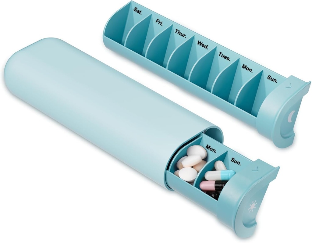 Opgewaardeerde pil Organizer 2 keer per dag, AM PM Pill Box 7 Dag, Weekly Reizen pil Container, schattige pil geval voor vitamine, medicatie, vitaminen, visolie en supplementen (blauw)