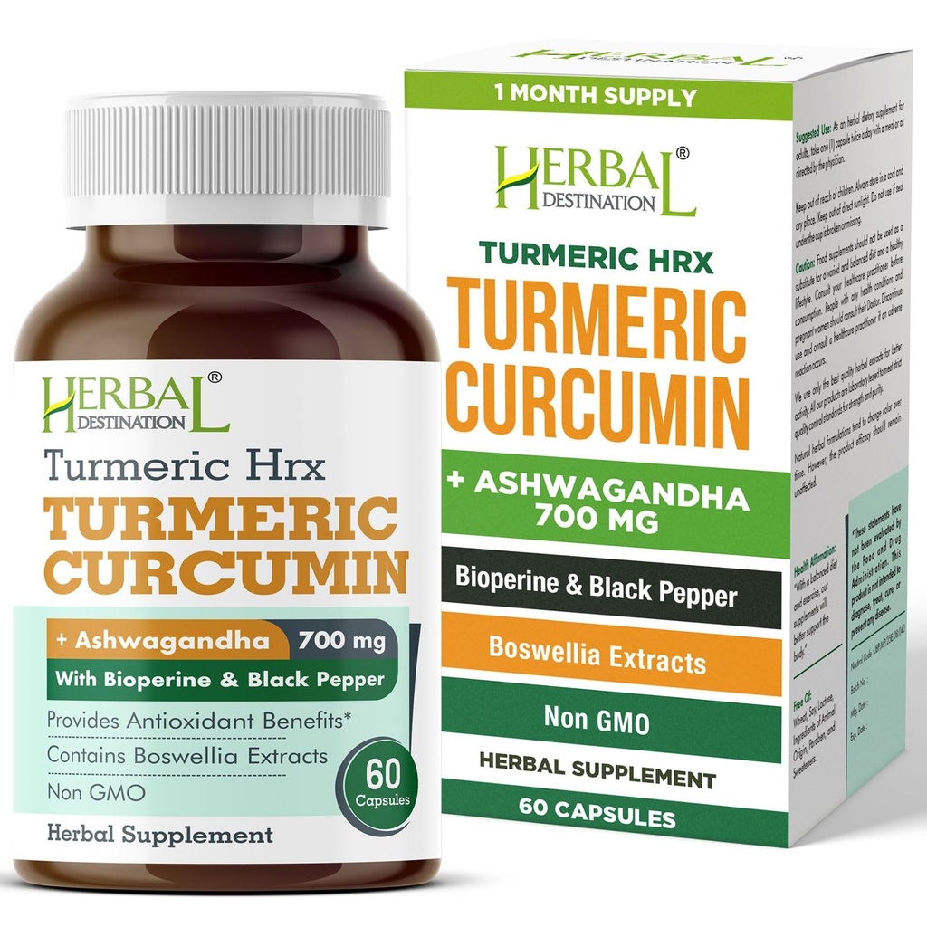 Kurkuma supplement Hrx- Immuunsupplement, Metabolisme Booster Joint Support Supplement met Kurkuma Curcumin, Boswellia, Curcuma & Black Pepper Extract - 60 capsules