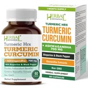 Supplément curcuma Hrx- Supplément immunitaire, supplément de soutien pour booster le métabolisme avec Curcumine curcuma, Boswellia, Curcuma et extrait de poivre noir - 60 capsules