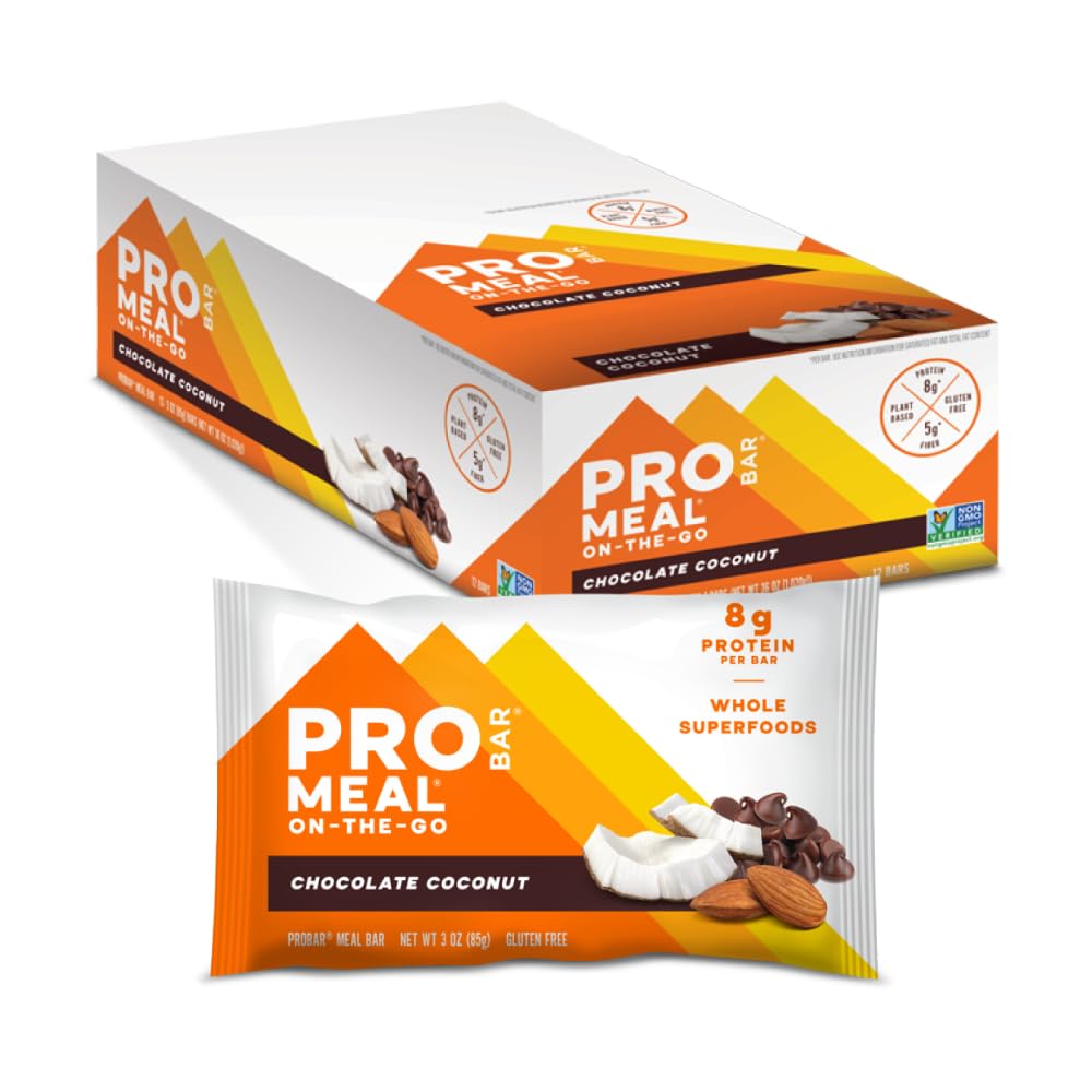 PROBAR - Barre de farine, noix de coco au chocolat, non-OGM, sans gluten, saine, végétale, ingrédients alimentaires entiers, énergie naturelle (12 chiffres)
