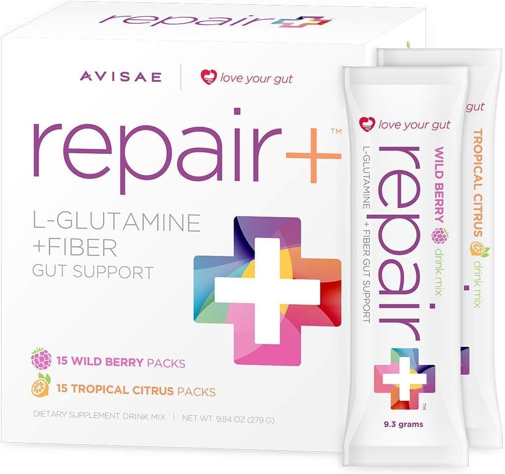 Repair+ l-glutamine + Fiber 30 Stick Packs Love Your Gut! Avisae OptimALL Nutrition Repair+ l-glutamine + Fiber Drink