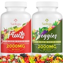 Supplément de fruits et légumes 2000 MG, 35 + Fruits et légumes pour la vitalité quotidienne, 100% aliments entiers Superfoods, Antioxydants, Digestifs, Nettoyant, Énergie et Immunissance, Sans sucre, Vegan, 120 comprimés