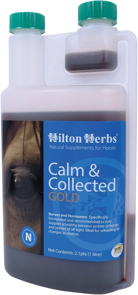Hilton Herbs Supplément à base de plantes liquides calmantes et ramassées en or pour chevaux nerveux/agités, bouteille 2.1pt