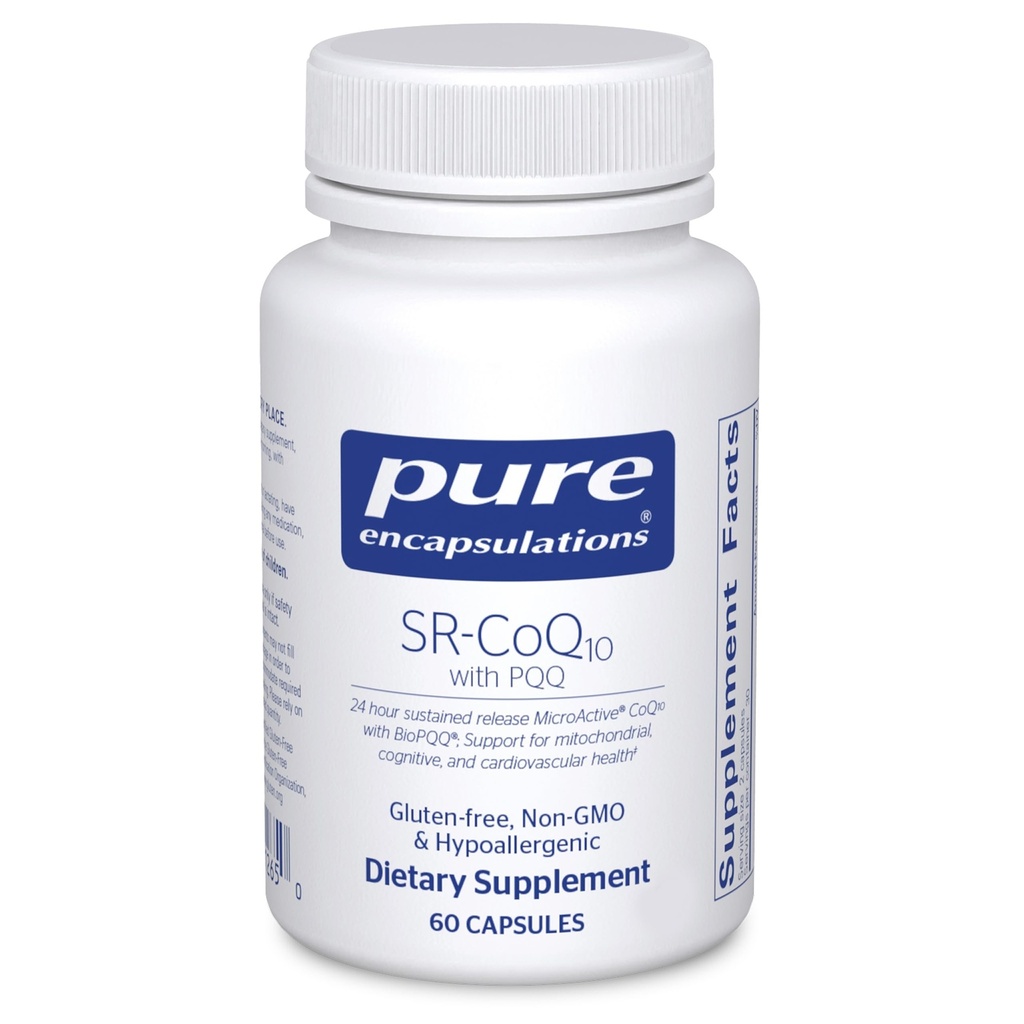 Encapsulations pures SR-CoQ10 avec PQQ - Soutien de la santé cardiaque* - Technologie de libération durable - Supplément antioxydants - Sans gluten, végétarien et non OGM - 60 capsules