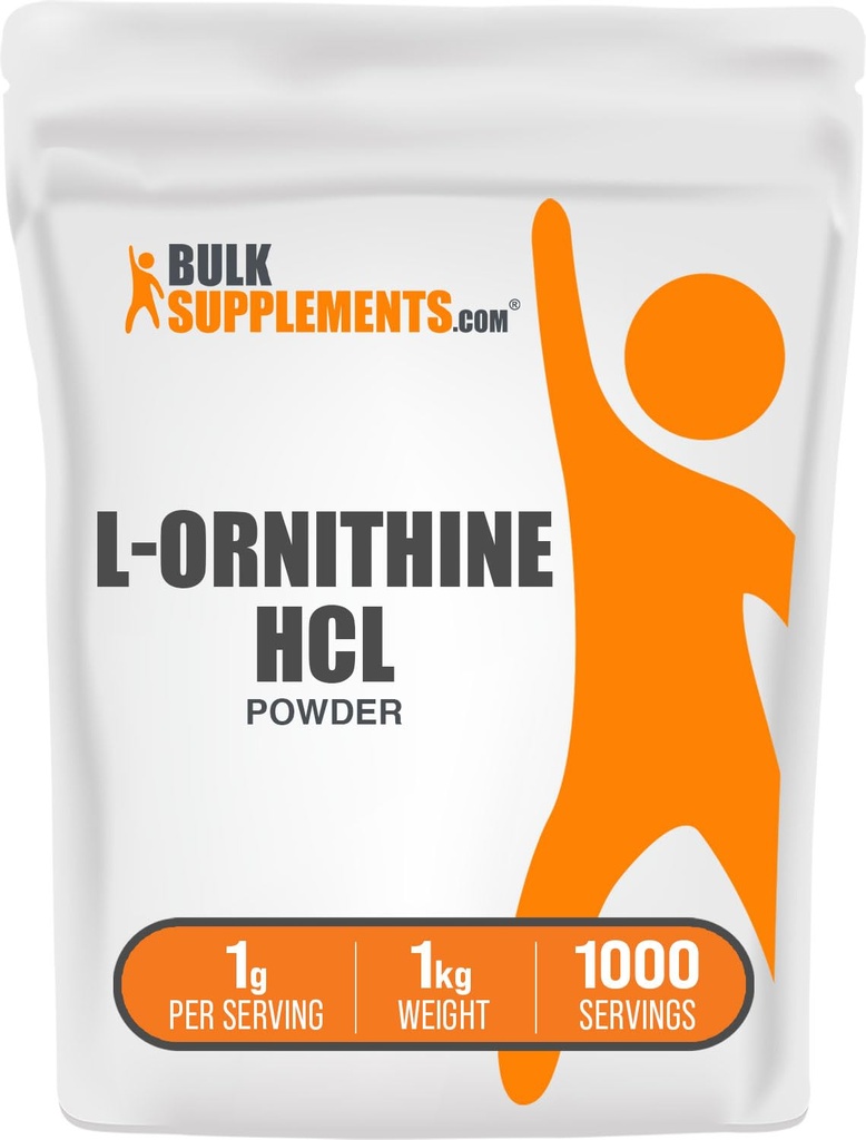 BulkSupplements.com L-Ornithine HCl Powder - Ornithine Supplement, Aminozuren Supplement - Glutenvrij, 1g per portie, 1kg (2,2 lbs) (verpakking van 1)