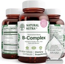 Natural Nutra Vitamine B Complex met Niacin, Folaat, Thiamine, Biotine, Ondersteunt de gezondheid van het zenuwstelsel, bevordert de stofwisseling, huid, ogen en haar gezondheid, Whole Food Supplement, 60 Vegetarische Capsules