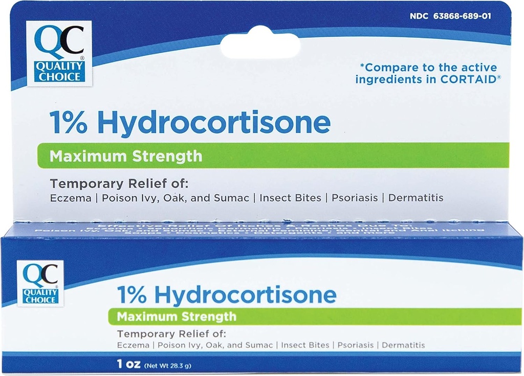 Kwaliteitskeuze 1% Hydrocortison crème Maximale sterkte 1 Oz (Vergelijken met CORTAID Max Sterkte) (verpakking van 1)