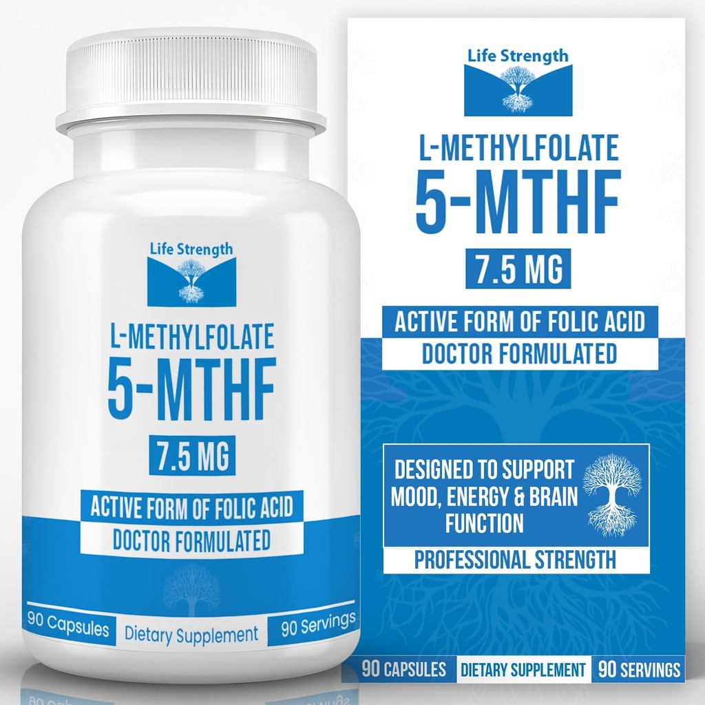 L-methylfolaat 7,5 MG, geoptimaliseerde en hoog-bioactieve methylfolaat, 5-MTHF-supplement voor Mood en Immune Support, natuurlijk voedingssupplement voor energie, niet-GMO & Glutenvrije, 90 capsules