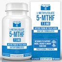 L-methylfolaat 7,5 MG, geoptimaliseerde en hoog-bioactieve methylfolaat, 5-MTHF-supplement voor Mood en Immune Support, natuurlijk voedingssupplement voor energie, niet-GMO & Glutenvrije, 90 capsules