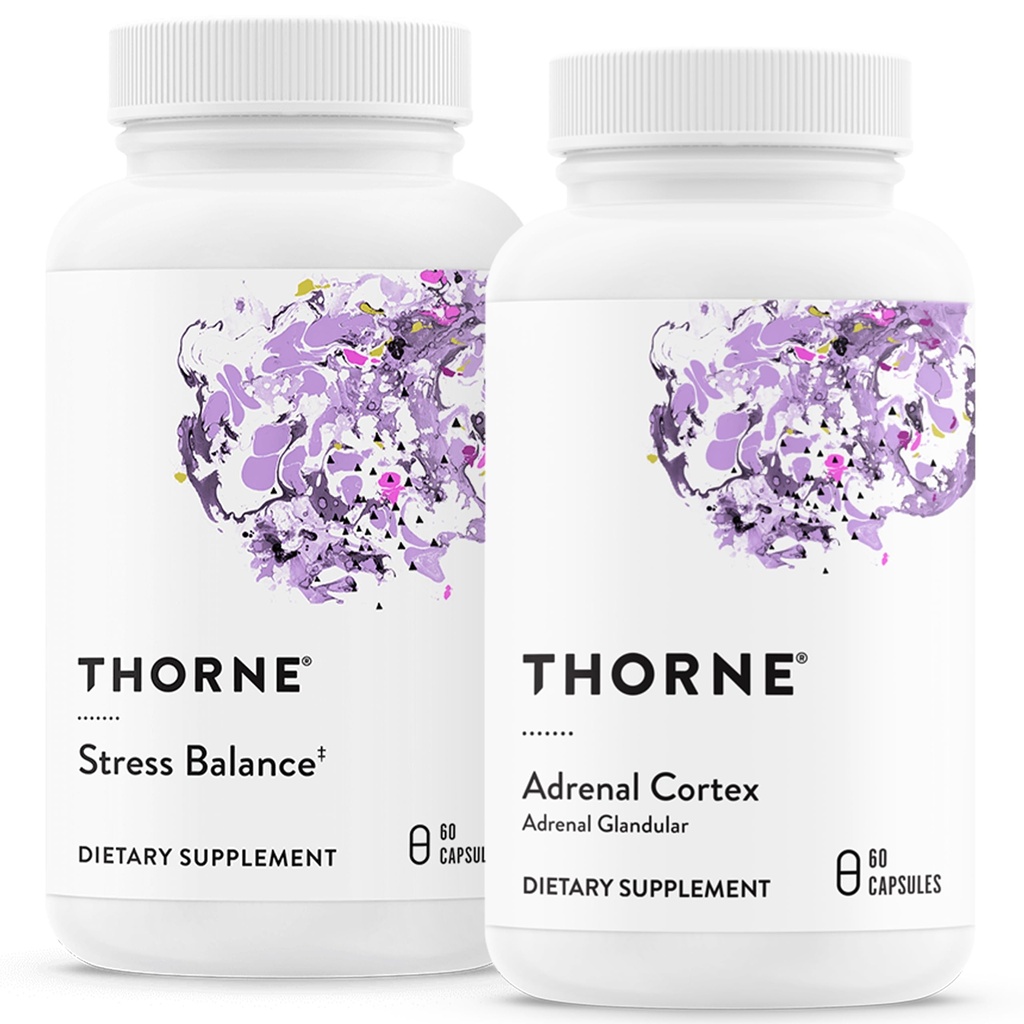 THORNE - Adrenal Support Bundle - Stress Balance & Adrenal Cortex Combo - Stress Balance and Adrenal Cortex - 30 tot 60 Servers