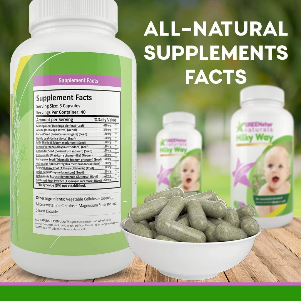 Borstvoeding Supplement Borstvoeding Ondersteuning voor verhoogde moedermelk, Borstvoeding Supplement Capsules met melkdistel Biologische Fenegriek Zaden, Borstmelk Postnatale Vitamine voor moeders.