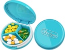Serfeymi Small Pill Box - 3 Compartiments Portable Pill Box for Purse Pocket, Compact Mini Travel Pill Case - Geschikt voor medicijnen, vitamine, visolie, supplementen - licht blauw(Logo)