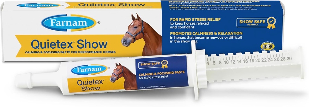 Farnam Quietex Toon kalmerende & focuserende plakken, helpt paarden kalm en ontspannen die nerveus worden in de show Ring 30 cc