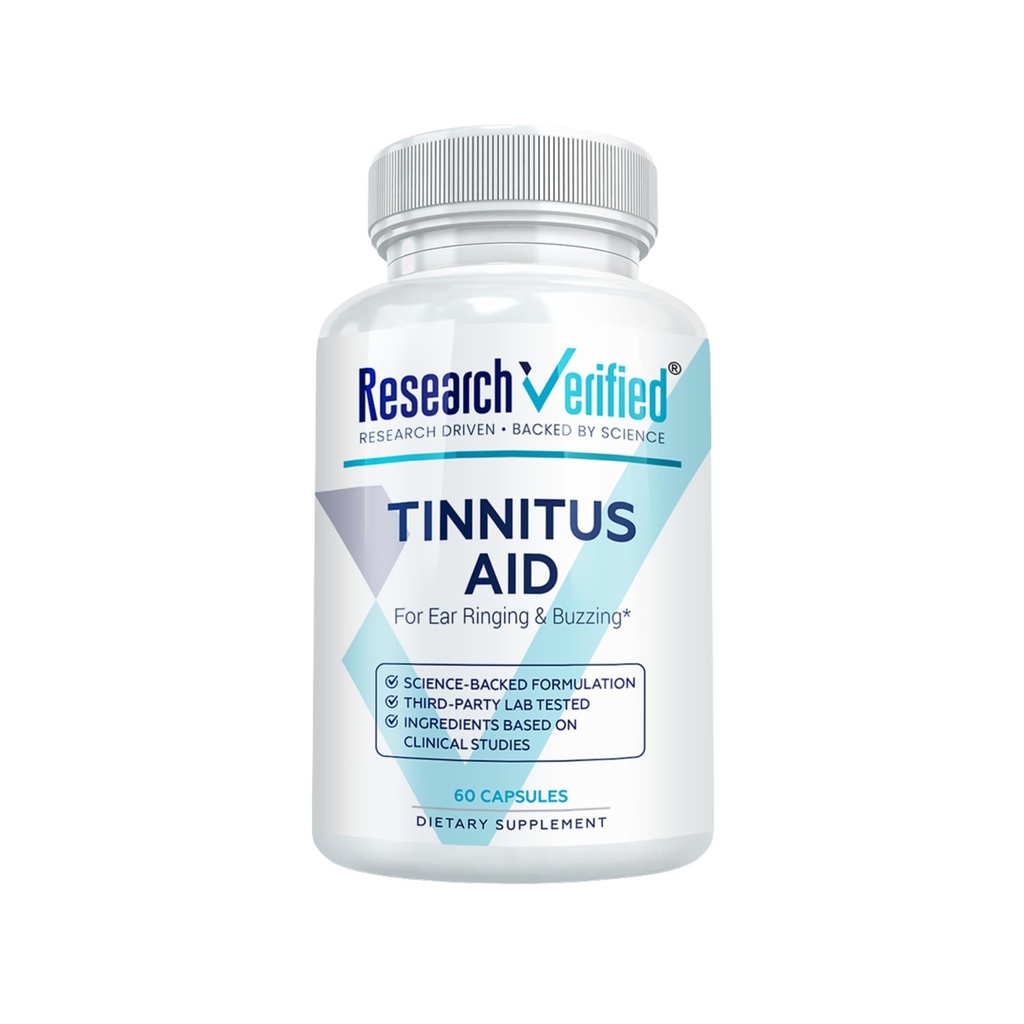 Onderzoek Geverifieerde Tinnitus Aid - Lessen Interne Ringing - Ginkgo Biloba, Vitamine C, Full Spectrum B Complex Blend, Magnesium - 60 Capsules - Vegan - Made in The USA