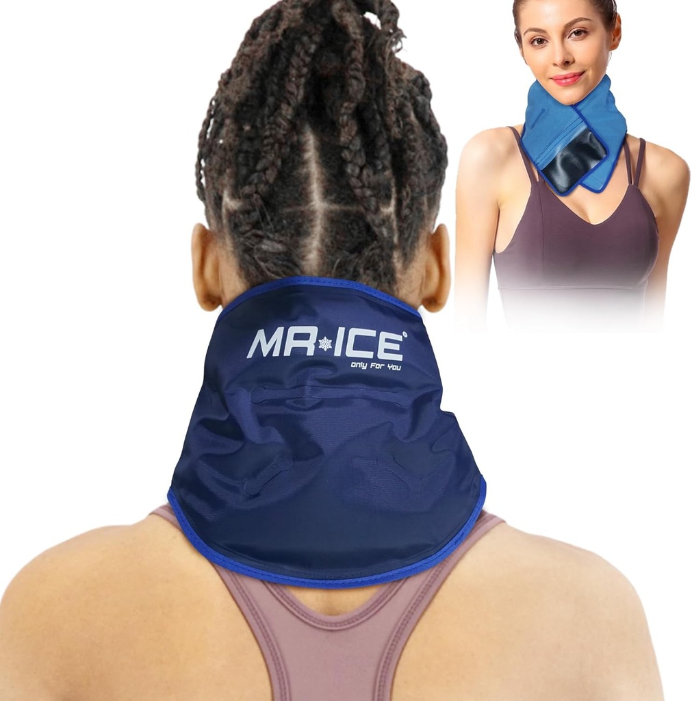 M.ICE Neck Ice Pack Wrap pour les blessures Réutilisable Cold Pack - Gel Ice Pack pour le cou et les épaules avec support en peluche - Compresseur froid pour soulager la douleur, gonflement, blessures sportives