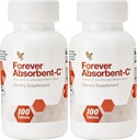 Pour toujours vivre - Absorbant-C - Orange, Miel Saveur avec Bran d'avoine - Vitamine C pour le soutien immunitaire et la santé de la peau - 100 comprimés à croquer (paquet de 2)