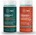iwi Omega-3 Sport & Vegikrill Omega-3 Bundel, 30 Servers, Vegan Plant Based Algen Omega 3 met EPA + DHA, Krill & Fish Oil Alternative, No Fishy Aftersmaak