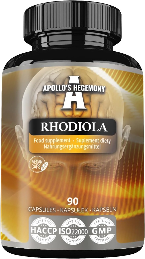 APOLLO'S HEGEMONY Rhodiola Rosea 500 mg Par Capsule - 90 Capsules Vegan - Extrait Standardisé à 3% Salidroside - Energy and Stamina Booster - Complément alimentaire