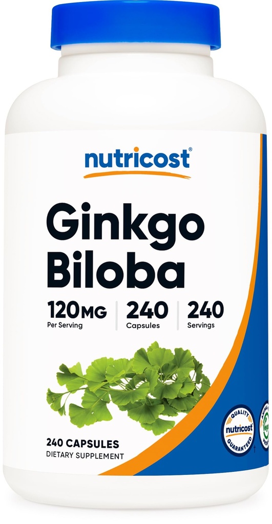 Nutricost Ginkgo Biloba 120mg, 240 Capsules - Extra Strength Ginkgo Biloba Extract - Sans gluten et sans OGM