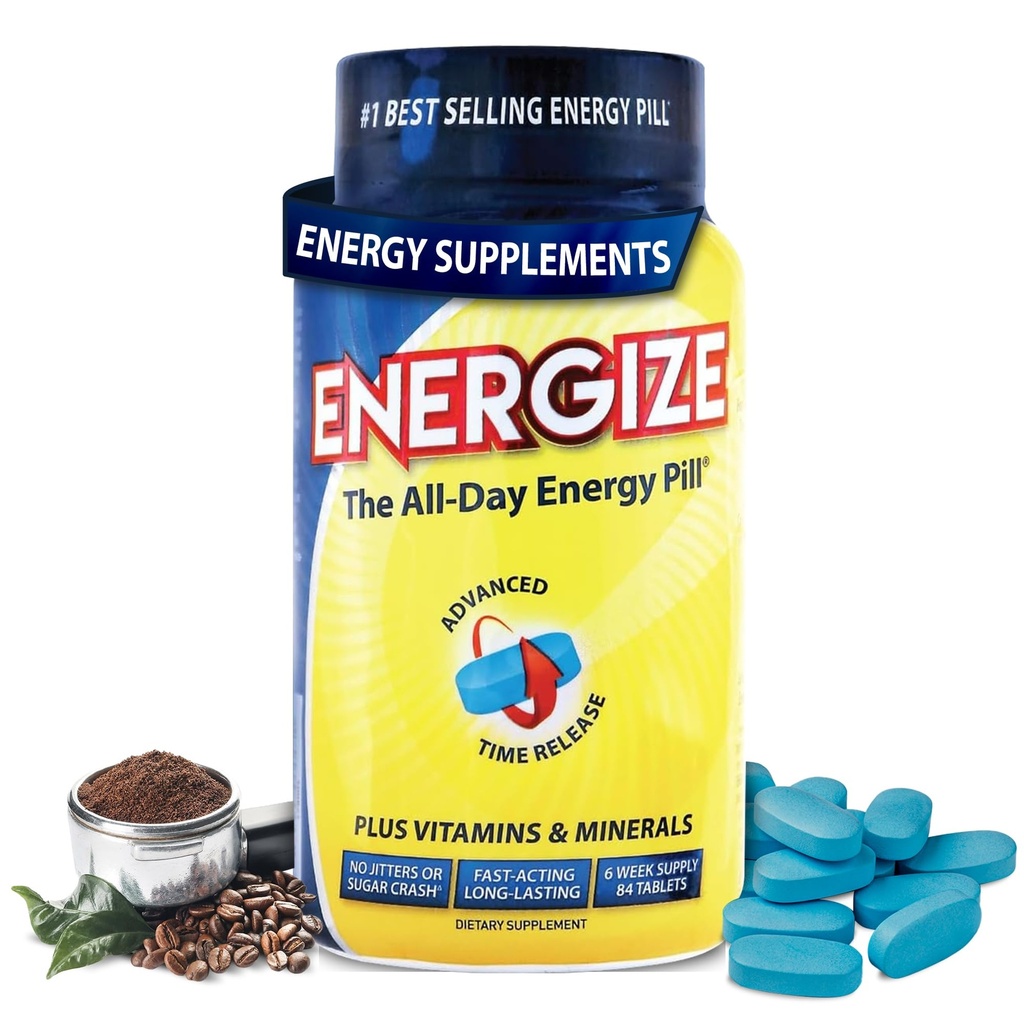 iSatori Energize Caffeine Pillen - Snelle Acterende All-Day Energie Supplement met Tijd Los Cafeïne & Natural Nootropic Ondersteuning - Geen Jitters of Crash - Energie Vitaminen voor mannen en vrouwen - (84 tabletten)