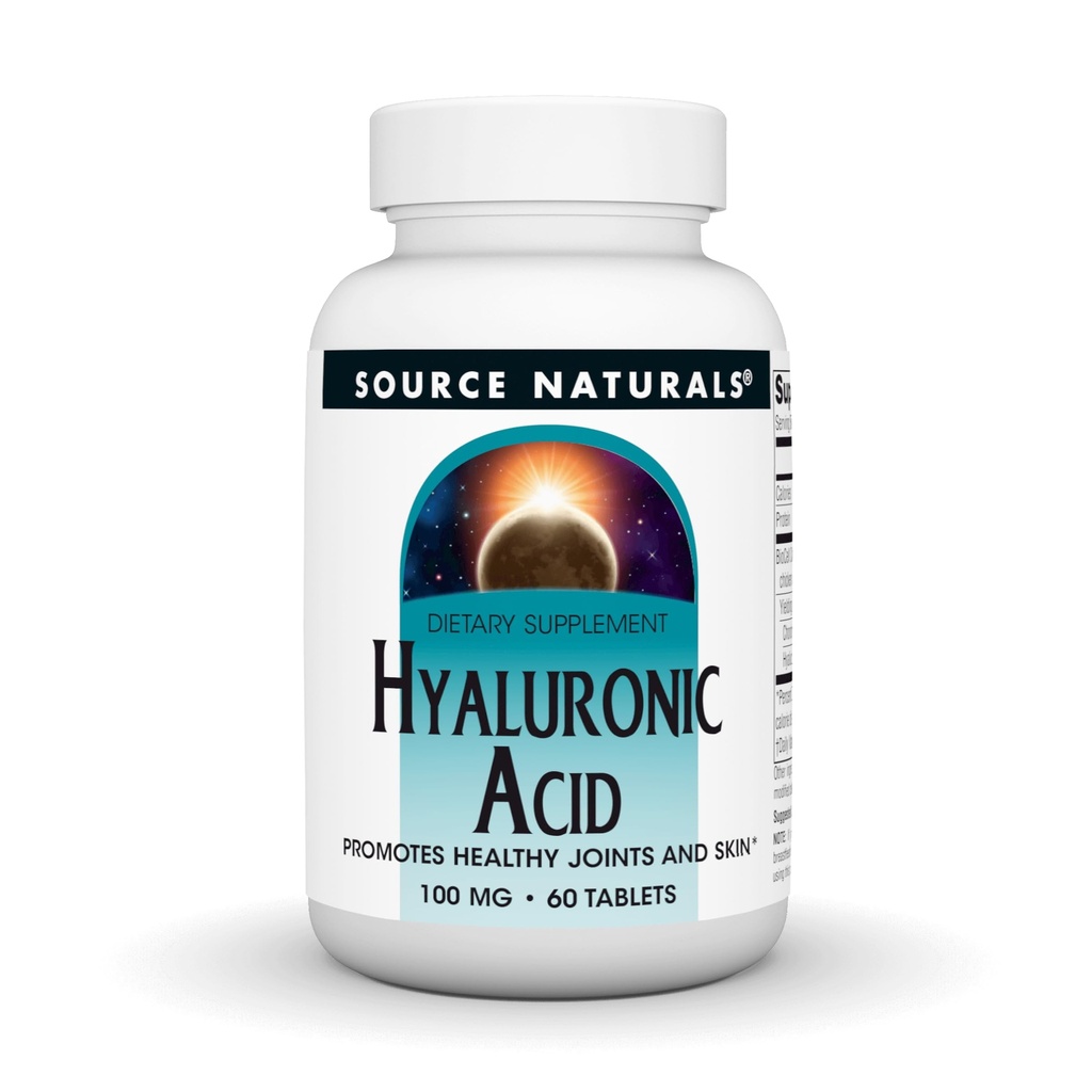 Source Naturals Acide hyaluronique, favorise la santé des articulations et de la peau*, 100mg - 60 comprimés