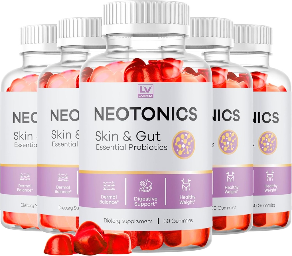 (5 Pack) Neotonics Huid en Gut Gummies, Neotonics Huid & Gut Essential Probiotics Gummies, Neotonics Huid en Gut Gummies Reviews, Neotonics Reviews, Neotonics Gummies, 300 Gummies Gedurende 5 maanden