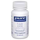 Encapsulations pures Folate 1000 - Métafoline L-5-MTHF - Supplément santé cardiaque* - Supplément folate - Sans OGM et sans gluten - 90 capsules