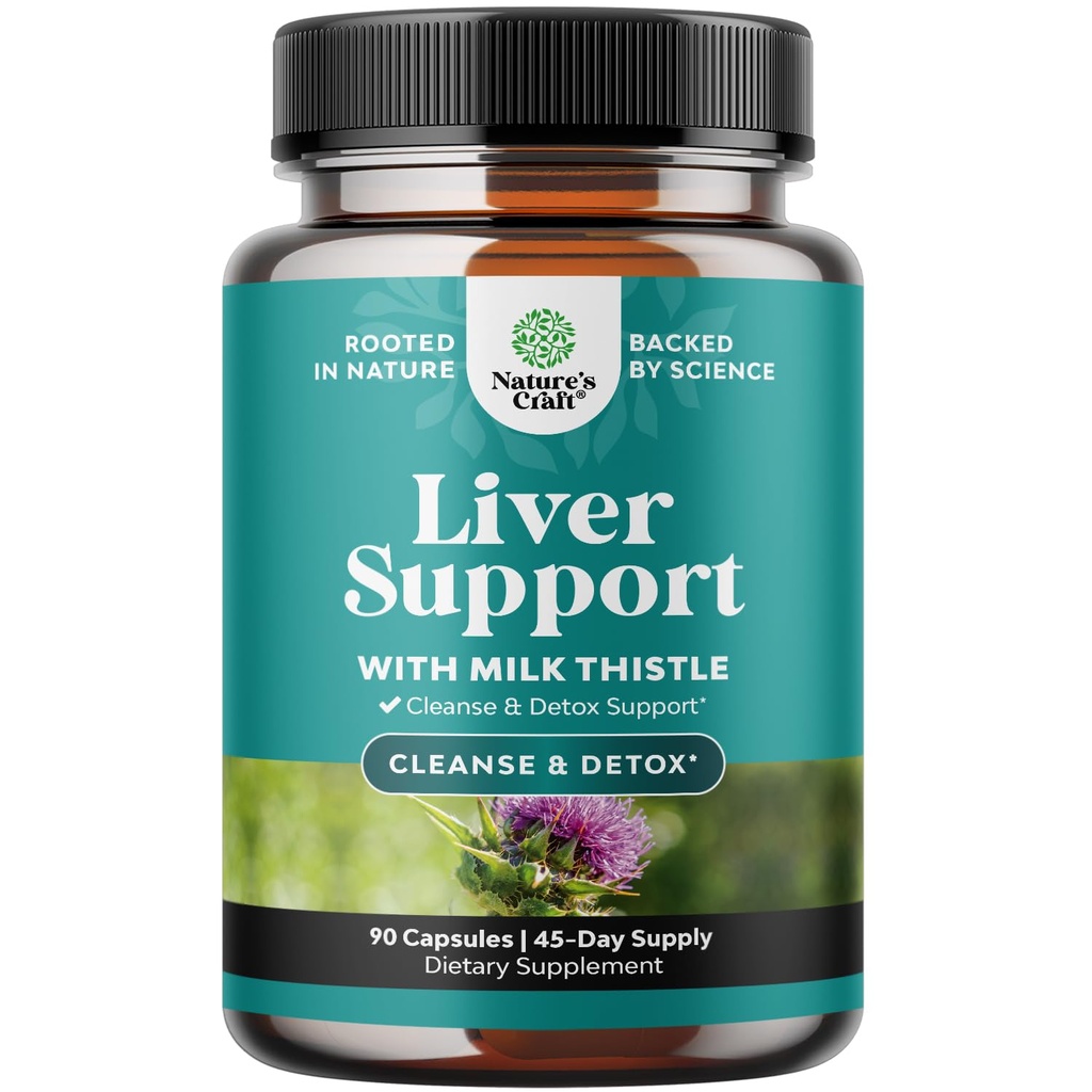 Natures Craft Liver Cleanse Detox & Repair - supplément de chardon à base de plantes - supplément de chardon au lait silymarin avec racine de dandelion, Choline, betterave et extrait d'artichaut - 90 Comte