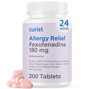 Curist Fexofenadine Hydrochloroide 180mg (200 tabletten) Non Drowsy Allergie Medicatie - 24 uur Allergie Relief for Runny Nose, Itchy Eyes, & Throat - Allergie Relief Tablets (200 telling)