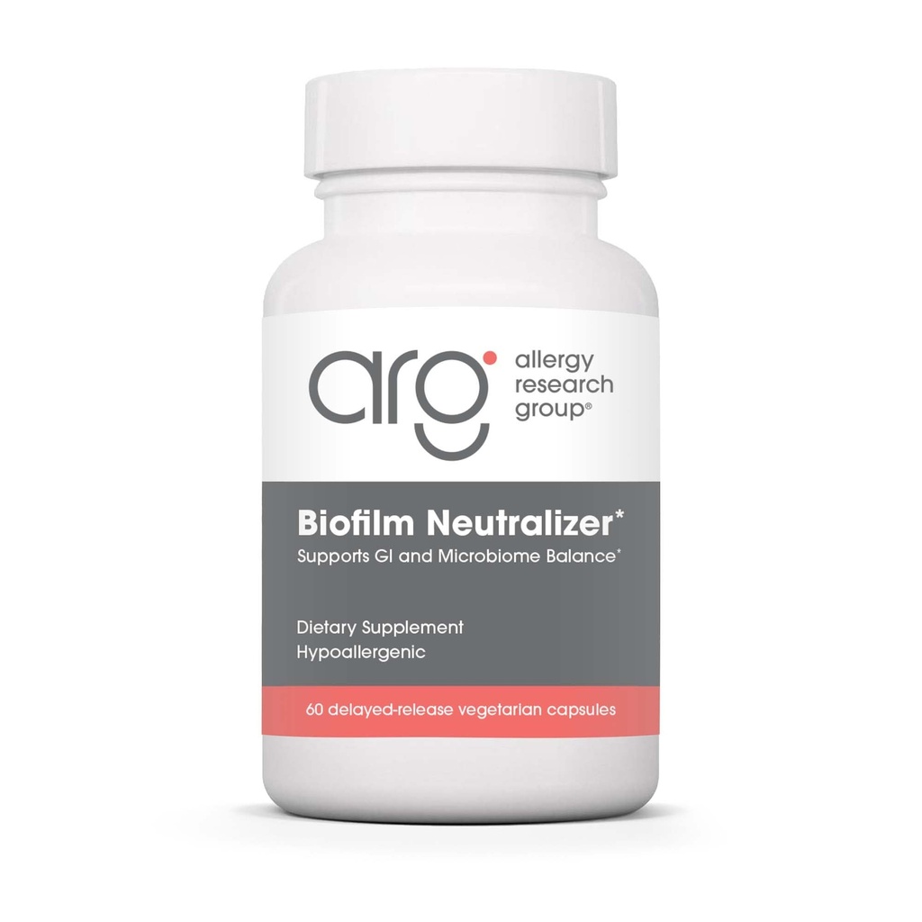 Groupe de recherche sur l'allergie Neutralisateur de biofilm - Biofilm Defense, Supplément EDTA, Enzymes protéolytiques, Serrapeptase, Capsules végétariennes - 60 Compte
