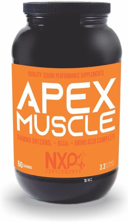 APEX Muscle, Body & Strength Builder for Horses - Energy, Endurance, Uithoudingsvermogen, Herstel Ondersteuning - Gamma Oryzanol BCAA Aminozuren Lysine Carnitine L-Arginine AKG 3.3 lb (60 Servers)