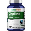 NusaPure choline Bitrate 650 mg 200 Veggie Capsules (Vegetarisch, niet-GMO, veganistisch)