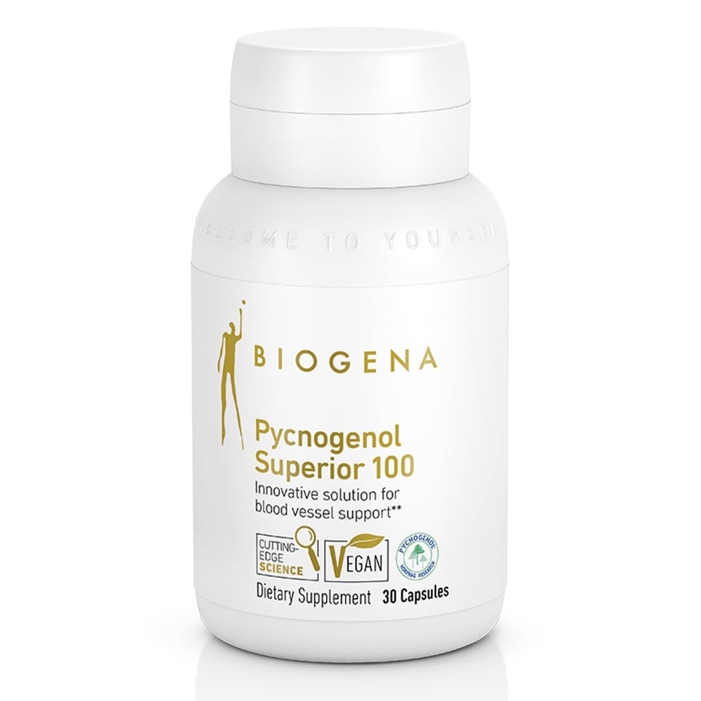 Biogena Pycnogenol 100 mg Goud met Premium Gepatenteerde Franse Maritieme Pine Bark Extract (Pinus Pinaster) ter ondersteuning van bloedcirculatie