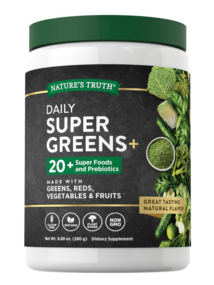 Nature's Truth Super Greens Superfood Poudre Supplément de fruits et légumes Mélange de jus et de smoothie