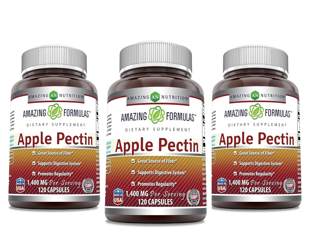 Formules étonnantes Pectine de pomme 1400 mg par supplément de service.